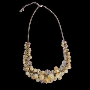 Vintage Gold and Cream Bead & Pearl Statement Necklace